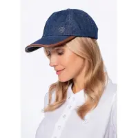 WITTCHEN Unisex Cap - Katoenmix - Marineblauw en Bruin - Verstelbare Band