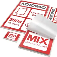 Acropaq Lamineerhoezen MIX – 250 stuks (50 x A5, A6, A8), (100 x A4), 100 micron, Premium kwaliteit, Glanzend afwerking, Afgeronde hoeken – Lamineerfolie, Lamineerhoes, Lamineervellen