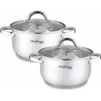 Cheffinger Kookpannen met Deksel - Set van 2 - RVS - Inductie - 20cm & 24cm