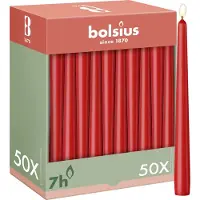 Bolsius - Gladde Dinerkaarsen - 50 stuks - Rood - 24,5 cm - Voordeelverpakking
