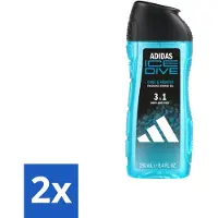 Adidas – Douchegel 3-in-1 – Ice Dive – 250 ml - Voordeelverpakking - 2 stuks