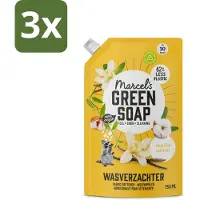 Marcel's Green Soap - Wasverzachter - Navulling - Katoen & Vanille - Zachte frisheid- 30 Wasbeurten - 750 ml - Bulkverpakking - 3 stuks