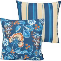 NOVÉE Flower / stripe petrol outdoor | 45 x 45 cm | kussenhoes | katoen
