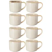 Excellent houseware Koffiemok/theemok - set 8x - Rustic - beige - 330 ml - mokken - keramiek