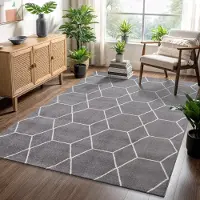Muratap Trellis uni effen laagpolig vloerkleed modern 140x200 cm