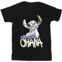 Disney Meisjes T-shirt Lilo And Stitch Ohana Graffiti Katoen (Zwart)