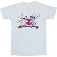 Disney Meisjes Lilo En Stitch Ohana Hart Met Engel Katoenen T-Shirt (Wit)