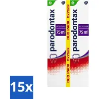 Parodontax 15 x - Tandpasta - Ultra Clean Dagelijkse Formule - Tegen Bloedend Tandvlees - 2 x 75 ml - Bloedend Tandvlees - Tandpasta - Tandplak - Tandvleesbescherming - Fluoride
