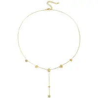 Yehwang ketting sterren hart goud – rvs – 45cm + 5cm – dames ketting – feestdagen cadeau gouden star necklace rvs – y ketting – hart hanger – trendy sieraden
