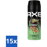 Axe - Deodorant Spray - Jungle Fresh - Tropische Geur - Verfrissend - 150 ml - Bulkverpakking - 15 stuks