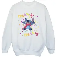 Disney Meisjes Lilo & Stitch Vrolijk Regenboog Sweatshirt (Wit)