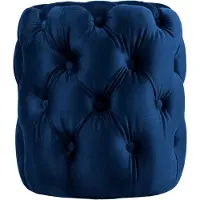 CLP Drancy Poef - rond - zitzak - hocker - velvet - blauw