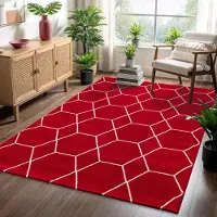 Muratap Trellis uni effen laagpolig vloerkleed modern 120x170 cm