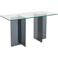 Vente-unique Bureau - Gehard glas - Transparant en donkergrijs - BYLENA