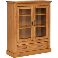 Otto Home Selma Highboard Vitrinekast met 2 Glazen Deuren en Lade - Naturel Grenen - 100 cm