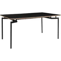Loft 24 Aldo-Eettafel - 160 cm - Zwart MDF met gestructureerd oppervlak, metalen frame