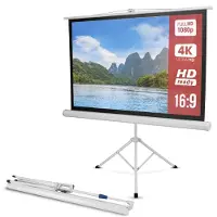 Pyle Projectiescherm met Statief – Handmatig Oprolbaar Projectiescherm met Auto Lock – 50 Inch, Draagbaar