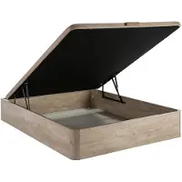 Vente-unique Set 140 x 190 cm bedbodem met opbergruimte, licht naturel + matras van schuim en tijk van bamboe van 15 cm dik - KANANI van NATUREA