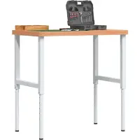 vidaXL Werkbank rechthoekig 100x60x(73-99,5) cm massief beukenhout