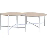 Giga Meubel Salontafel Abano Travertin Rond Set van 2