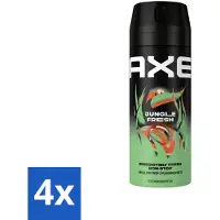 Axe 4 x - Deodorant Spray - Jungle Fresh - Tropische Geur - Verfrissend - 150 ml - Deodorant - Jungle Fresh - Tropische Geur - Deodorant Spray - Frisse Geur