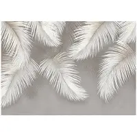 WALLARENA - Fotobehang - 150x105 cm - fototapete met hangende bladeren en betonnen veren voor slaapkamer en salon