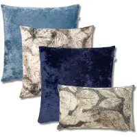 Dutch decor - KUSSENSET - 4-delig - Tobias - 45x45 cm, 30x50 cm - inclusief binnenkussens - blauw - Met Ritssluiting – Decoratie Kussens - Comfortabele kussentjes voor op de Bank