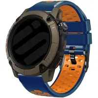 Strap-it Universele 24mm Sport Horlogeband geschikt voor TicWatch Pro 5 Enduro, Coros Nomad, Coros Apex 4 46mm, Garmin Venu X1 - Smartwatch & normaal horloge - Blauw/Oranje