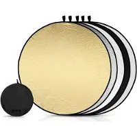 LONGZIMING -1 Stuk 5-in-1 Fotoreflector 60 cm – Opvouwbare Reflectiescherm met Wit/Zilver/Zwart/Goud/Transparant – Professionele Lichtreflector voor Studio-, Portret- en Buitenfotografie