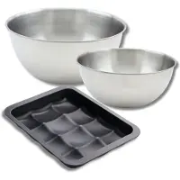Zenker Set met 1 Bakvorm voor 12 mini broodjes 36 x 27 cm, 1 spatel en 2 roestvrijstalen mengkommen Fackelmann