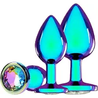 Ouch! Venice colletion, metal anal plug set - iridescent