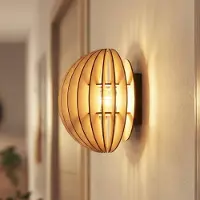 MCJ Wandlamp Clay, dimbaar, hout licht, Woon-/ Eetkamer, Hout, Scandinavisch, Wandlamp hout