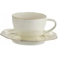 Marco polo Porseleinen Kop & Schotel 250ml Ecru met Gouden rand