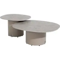 4 Seasons Outdoor Sofie lounge tuintafels set van 2 keramisch blad latte