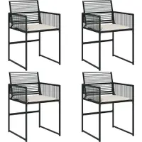 vidaXL Tuinstoelen 4 st met kussens poly rattan zwart