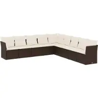 vidaXL 9-delige Loungeset met kussens poly rattan bruin