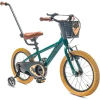 Sun baby Verdant Bike Kinderfiets voor jongens 16 inch Donkergroen, leeftijd 4 tot 6 jaar, met zijwieltjes, duwstang, handrem