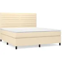 vidaXL Boxspring met matras stof crèmekleurig 160x200 cm