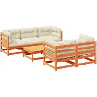 vidaXL 6-delige Loungeset met kussens massief grenenhout wasbruin