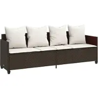 vidaXL Ligbed met kussens poly rattan bruin