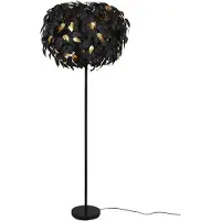 RL Staande lamp Woonkamerlamp Slaapkamerlamp Bijzetlamp in bladmotief, voetschakelaar, metaal, zwartgoud, 3x E14 fitting, H 180 cm