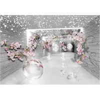 WALLARENA - Fotobehang - 400x280 cm - 3D bloemen tunnel illusie voor slaapkamer woonkamer wandtapijt