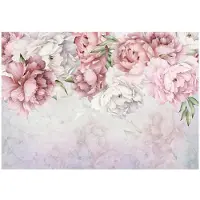 WALLARENA - Fotobehang - 250x175 cm - Roze pioenrozen voor slaapkamer en woonkamer, wandtapijt