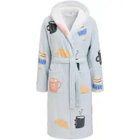 Badrock Dames badjas koffie - fleece badjas met capuchon - ultra zacht en warm - cadeau koffieliefhebber - koffie badjas - maat S/M