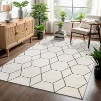 Muratap Trellis uni effen laagpolig vloerkleed modern 120x170 cm