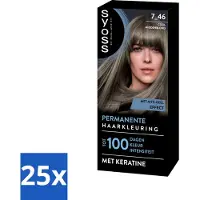 Syoss - Coloration 7-46 Cool Middenblond - Haarverf - Grijsdekking - Vermindert Haarbreuk - Bulkverpakking - 25 stuks