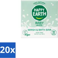 Happy Earth 20 x – Wash & Bath Bar – 100% Natuurlijk Baby & Kids – 50 g - Baby Bad Bar - Natuurlijke Wasbar - Gevoelige Huid Verzorging - Zeepvrij Baby Was - Allergeen Baby Bad