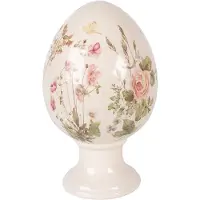 Clayre & Eef Decoratie Beeld Ei Ø 17x28 cm Beige Keramiek
