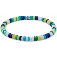 Frank 1967 7FB-0806 – – Heren Armband – Kralenarmband – Lichtblauw, Donkerblauw, Groen & Geel – Zilverkleurig