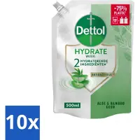 Dettol - Handzeep Navulling - Hydrate - Aloë Vera & Bamboe - 500 ml - Bulkverpakking - 10 stuks